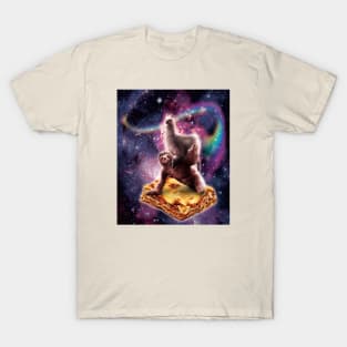 Llama Riding Sloth on Lasagna T-Shirt